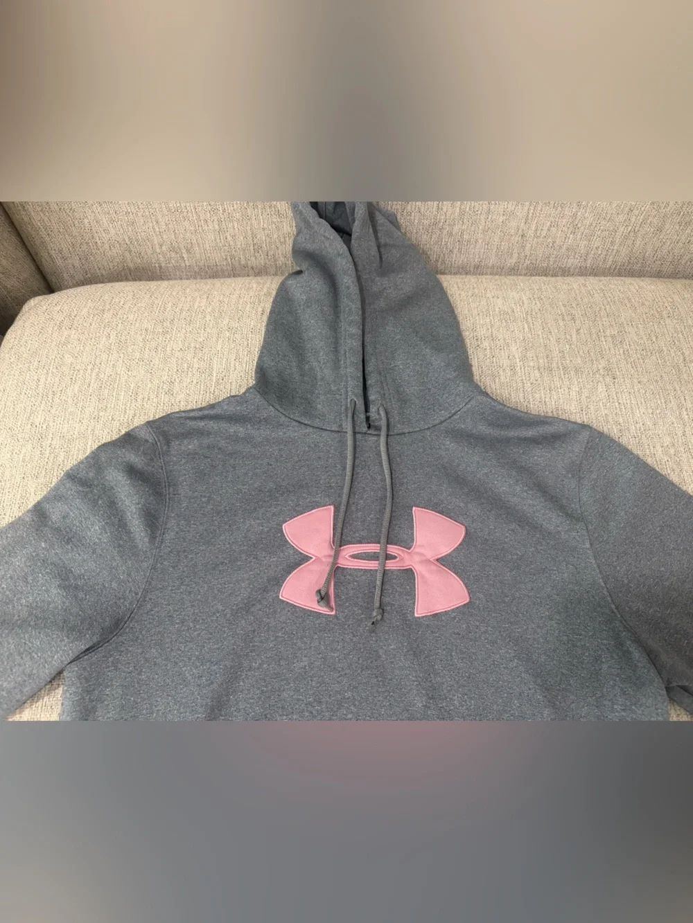 Under Armour Women's Charcoal Hoodie with Pink Logo
